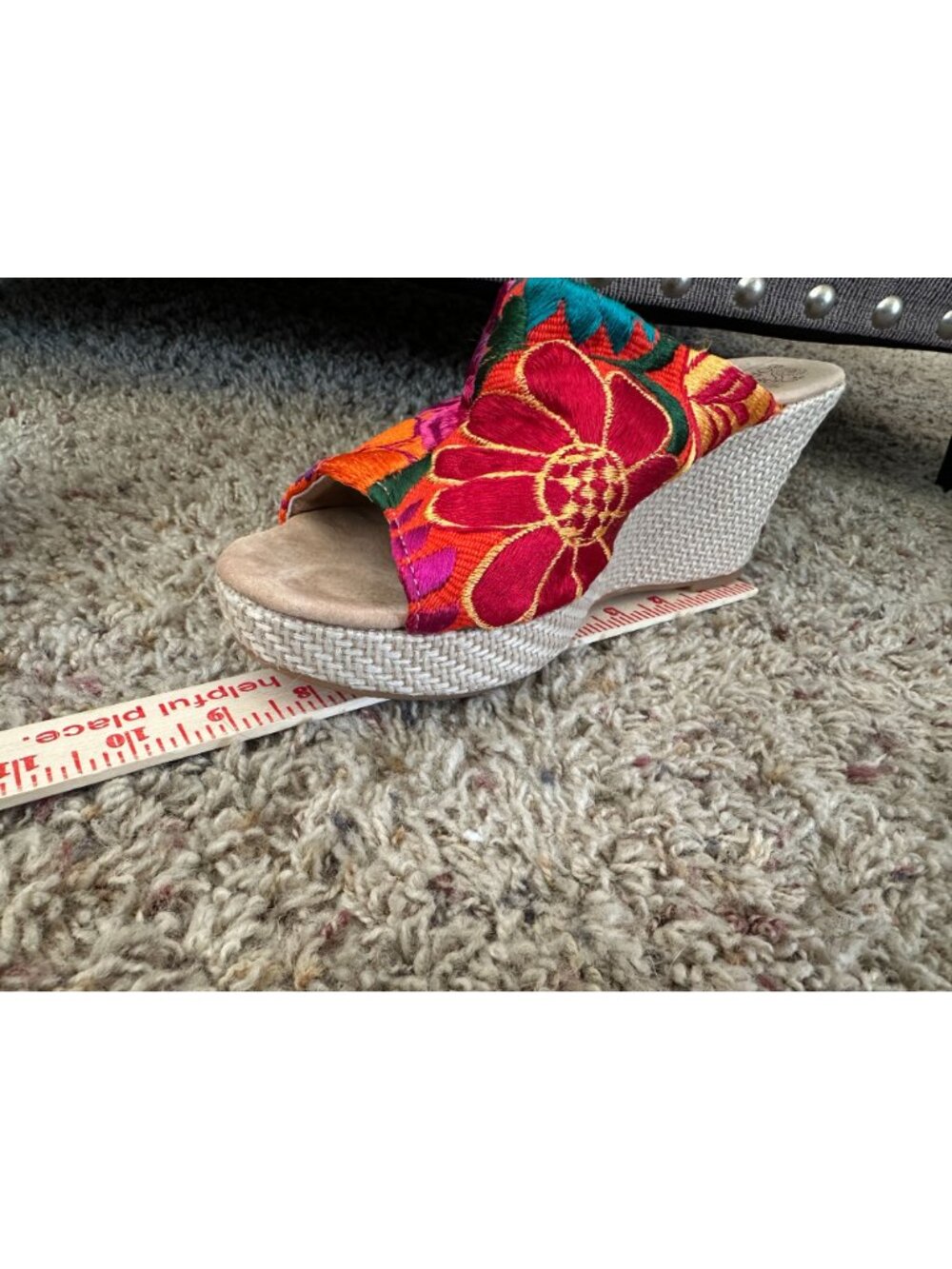 Bordarte Womens Floral Embroidered Textile Wedge Sandals Handcrafted Multicolor - Picture 7 of 8